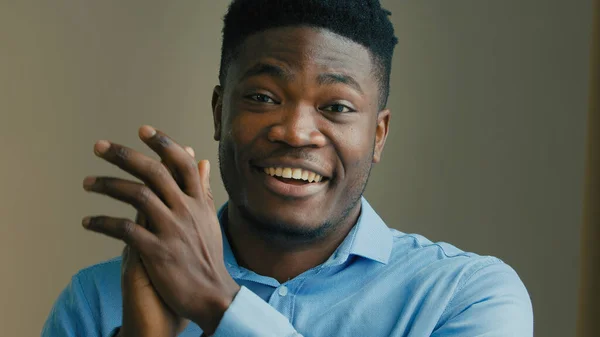 African American Happy Emotional Man Winner Office Worker Male Businessman — Stock Photo, Image