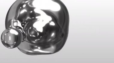 3d render motion design animation monochrome gray abstract grey metasphere in deformation on white background glass water liquid silver metal moving meta ball business medical presentation AI backdrop