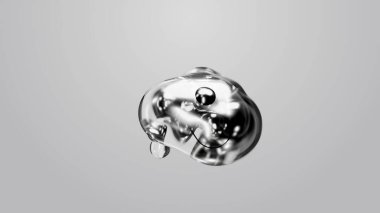 3d render motion design wallpaper animation business presentation monochrome grey white metaball gray liquid water soapy mercury bubble metasphere ball silver metal transition deformation metaverse