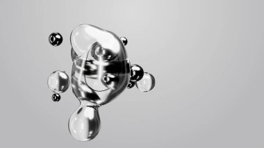 3d render motion design wallpaper animation business presentation monochrome grey white metaball gray liquid water soapy mercury bubble metasphere ball silver metal transition deformation metaverse
