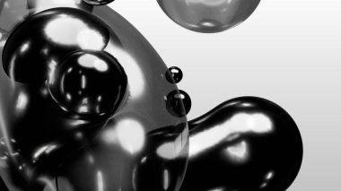 3d render motion design wallpaper animation business presentation monochrome grey white metaball gray liquid water soapy mercury bubble metasphere ball silver metal transition deformation metaverse