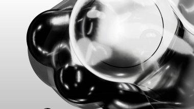 3d render motion design wallpaper animation business presentation monochrome grey white metaball gray liquid water soapy mercury bubble metasphere ball silver metal transition deformation metaverse