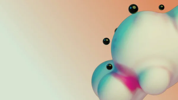 Liquid Fluid Dynamic Abstract Animated White Metaball Floating Spheres Blobs — Zdjęcie stockowe