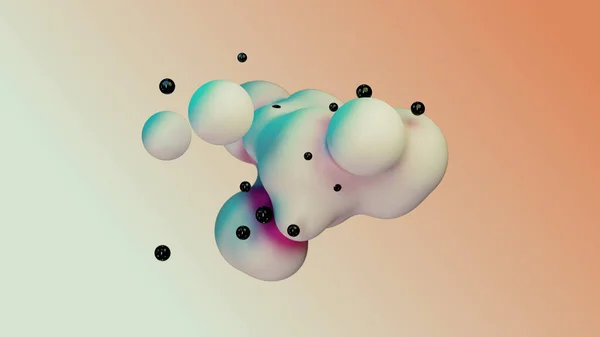 Рідка Рідина Динамічний Абстрактний Анімований Білий Метабол Плаваючі Сфери Краплі — стокове фото