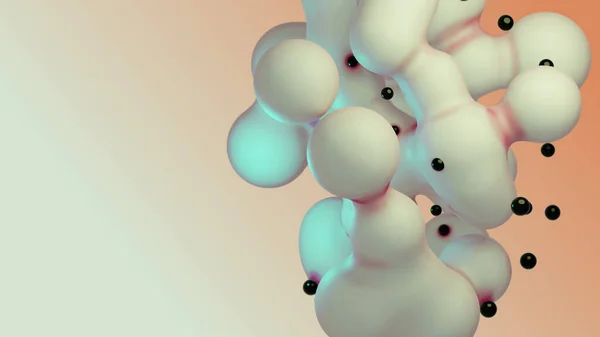 Liquid Fluid Dynamic Abstract Animated White Metaball Floating Spheres Blobs — Fotografia de Stock