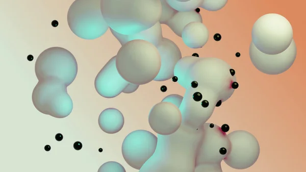 Liquid Fluid Dynamic Abstract Animated White Metaball Floating Spheres Blobs — Foto de Stock