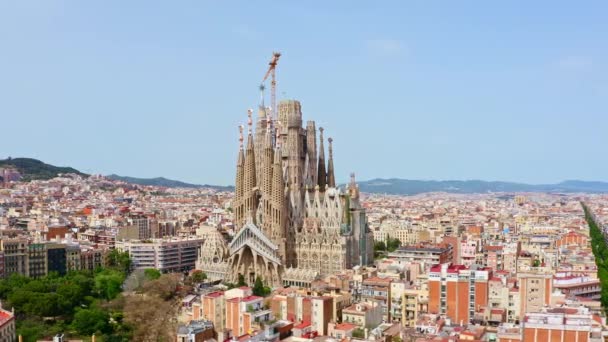 Barcelona España 2022 Vista Superior Sagrada Familia Templo Catedral Iglesia — Vídeos de Stock