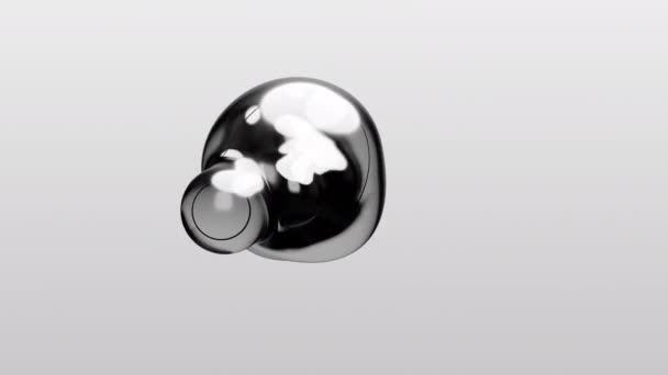 三维渲染运动设计动画灰黑色透明光泽灰白色球液银球过渡变形过程白底医学背景商业演示背景 — 图库视频影像