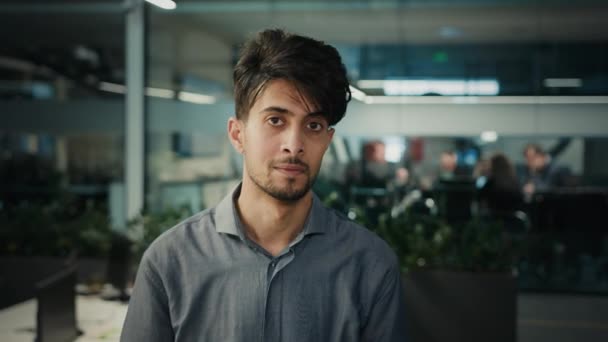 Retrato Oficina Masculino Negocios Interiores Hombre Árabe Hombre Negocios Hombre — Vídeo de stock