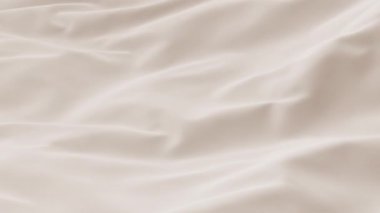 Soyut süt bej rengi ipek arka plan bej rengi kumaş pastel kumaş dokusu sallanan üç boyutlu sallanan dalgalı sıvı aqua sıvı süt kremi dokusu. Animasyon hareketi tasarım işi reklamları duvar kağıdı