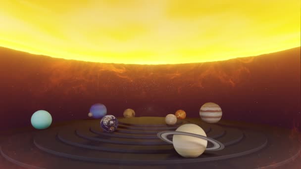3D渲染太阳系动画设计行星自转轨道运行宇宙星系空间太阳 天王星 海王星 冥王星 天文学占星术 — 图库视频影像
