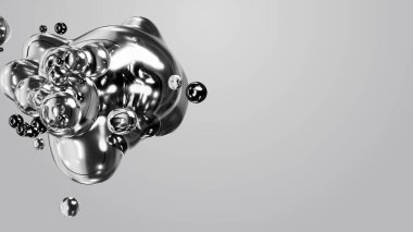 3d render motion design wallpaper animation business presentation monochrome grey white metaball gray liquid water soapy mercury bubble metasphere ball silver metal transition deformation metaverse