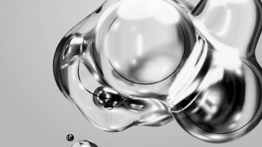 3d render motion design wallpaper animation business presentation monochrome grey white metaball gray liquid water soapy mercury bubble metasphere ball silver metal transition deformation metaverse