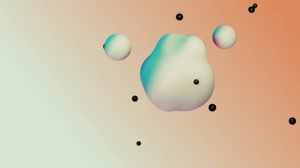 Liquid Fluid Dynamic Abstract Animated White Metaball Floating Spheres Blobs — Foto Stock