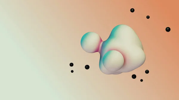 Liquid Fluid Dynamic Abstract Animated White Metaball Floating Spheres Blobs — Stockfoto