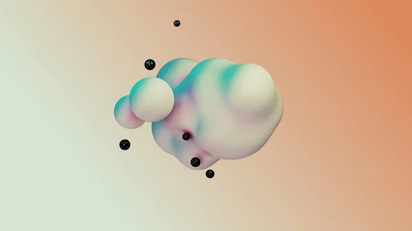 Liquid Fluid Dynamic Abstract Animated White Metaball Floating Spheres Blobs — Stock fotografie