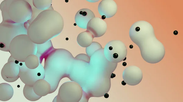 Liquid Fluid Dynamic Abstract Animated White Metaball Floating Spheres Blobs —  Fotos de Stock