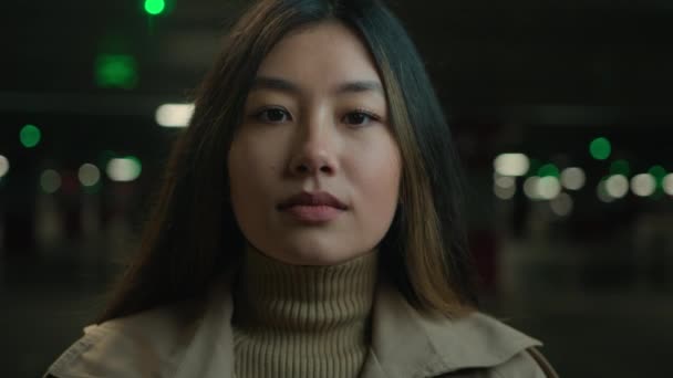 Close Retrato Sorrindo Feliz Mulher Asiático Chinês Coreano Menina Étnico — Vídeo de Stock