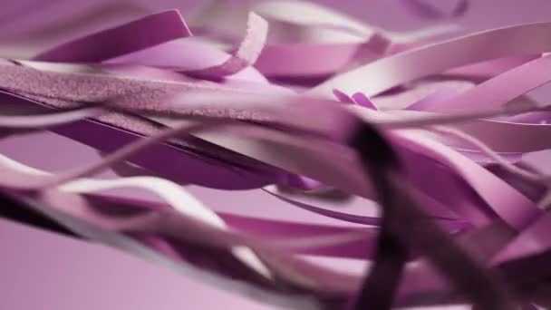 Καθιστούν Κινούμενα Σχέδια Σχεδιασμό Ροζ Μεταξωτές Κορδέλες Στρώματα Ύφασμα Κύμα — Αρχείο Βίντεο