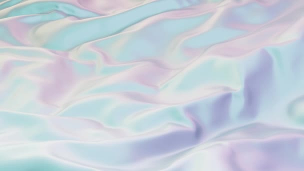 Render Animatie Golvend Veelkleurig Wit Blauw Roze Iriserende Kleuren Doek — Stockvideo
