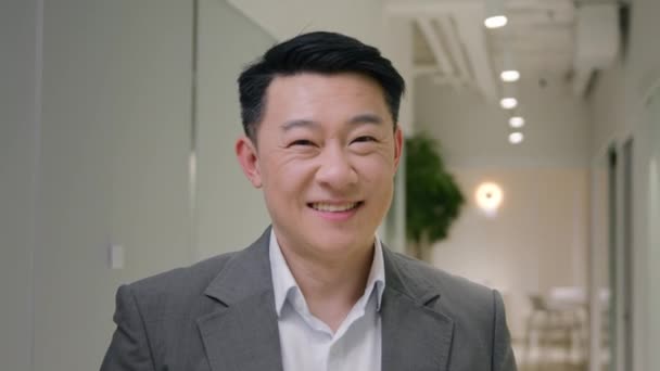 Porträt Asiatische Glückliche Mann Ethnisch Chinesischen Japanischen Geschäftsmann Männlich Koreanisch — Stockvideo
