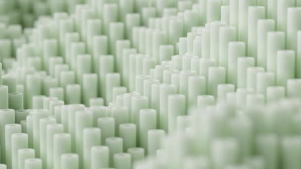 Rendern Digitale Bewegungsanimation Schleife Grüne Zylinder Kerzen Zellen Bewegen Wellenfluss — Stockvideo