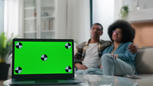 Πράσινο Οθόνη Laptop Υπολογιστή Chroma Κλειδί Αντίγραφο Χώρου Πρώτο Πλάνο — Αρχείο Βίντεο