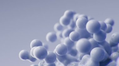 Yavaş hareket eden meta toplar 3D uçan mavi menekşe metaforlar hareket eden moleküller arka plan eğitimi sunumu medikal arkaplan hareket küreleri parçacıkları şablon