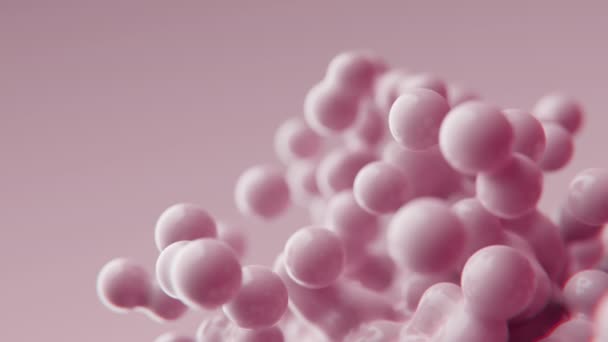 摘要背景色彩水族液体球圆球三维动画设计墙纸使粉色柔软垫慢动作飞球分子元球艺术气泡细胞广告背景 — 图库视频影像