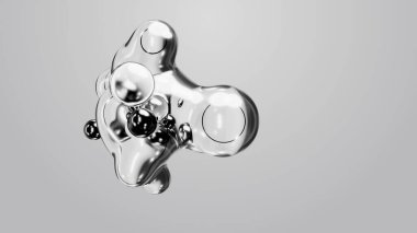 3d render motion design wallpaper animation business presentation monochrome grey white metaball gray liquid water soapy mercury bubble metasphere ball silver metal transition deformation metaverse