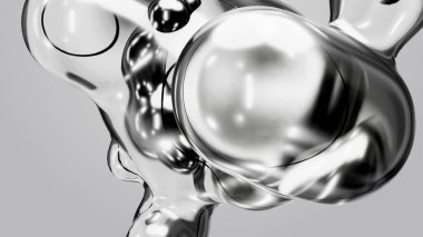 3d render motion design wallpaper animation business presentation monochrome grey white metaball gray liquid water soapy mercury bubble metasphere ball silver metal transition deformation metaverse