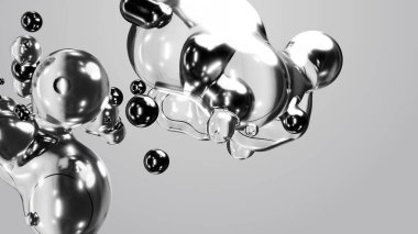 3d render motion design wallpaper animation business presentation monochrome grey white metaball gray liquid water soapy mercury bubble metasphere ball silver metal transition deformation metaverse
