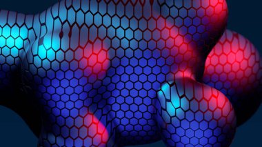 Abstract neon multicolored metaball with scale reptile texture meta ball bubble transition transformation for business presentation background template for reports futuristic 3d render animation loop