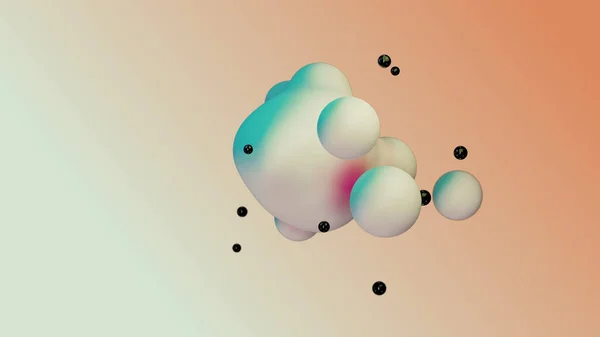 Liquid Fluid Dynamic Abstract Animated White Metaball Floating Spheres Blobs — Stok fotoğraf