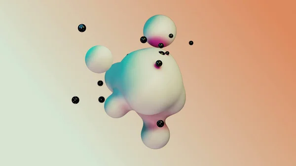 Liquid Fluid Dynamic Abstract Animated White Metaball Floating Spheres Blobs — Stok fotoğraf