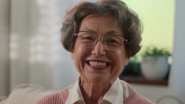 Büyükanne Son Sınıf Öğrencisi Yaşlı Olgun Yaşlı Kadın Evde Yaşlı — Stok video