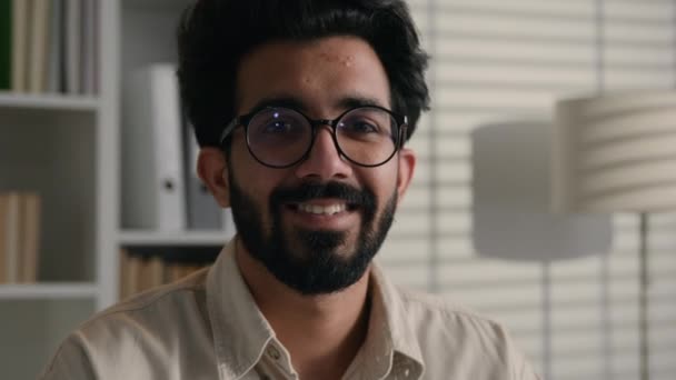 Cheerful Arabian Man Businessman Teacher Tutor Male Business Portrait Happy — Stock videók