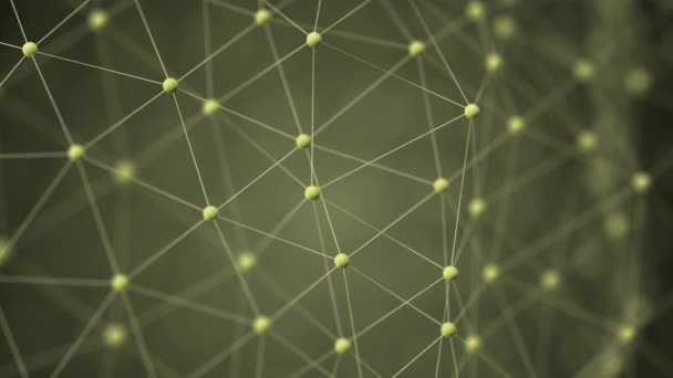 Abstract Futuristische Moleculaire Polygonale Structuur Weergave Animatie Gele Stippen Lijnen — Stockvideo