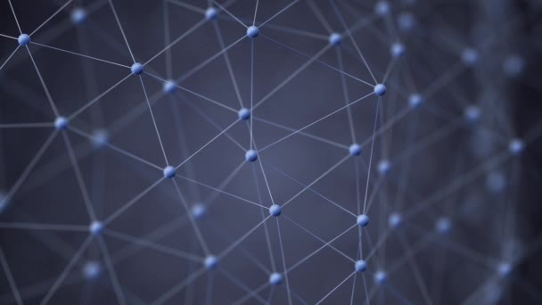 3Dレンダリングアニメーションニューラルネットワークブルーセル サイバーニューロンネットワーク抽象技術背景メタバースビッグデータウェブ接続多角形ワイヤー人工知能デジタルビジネスプレゼンテーション — ストック動画