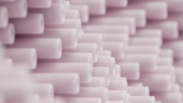 Loop Render Geometric Seamless Background Pink Moving Cylinders Abstract Minimalist — Stock Video
