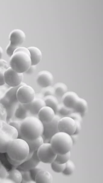 流灰球灰白色抽象滴皮球元球体珍珠粒子飞动细胞3D渲染运动设计动画现代展示广告未来主义背景动态墙纸 — 图库视频影像
