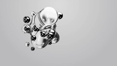 3d render motion design wallpaper animation business presentation monochrome grey white metaball gray liquid water soapy mercury bubble metasphere ball silver metal transition deformation metaverse