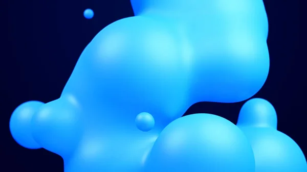 液滴ブルーメタボール溶融ワックスマージフライとメタバース3D抽象的な背景液滴バイオバブル変換金属球金属球運動のデザインは 医療の健全なプレゼンテーションのためのレンダリング — ストック写真