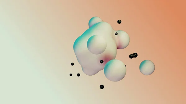 Жидкостная Жидкость Динамический Абстрактный Анимированный Белый Метабол Плавающих Сфер Капли — стоковое фото