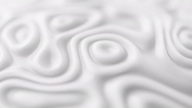 Beyaz renkli süt beyazı plastik jöle benzeri sıvı, soyut hareketli 3D animasyon oluşturur. Süt sıvısı arka plan reklamlarını şekillendirir. Sanat gradyan dalga etkisi