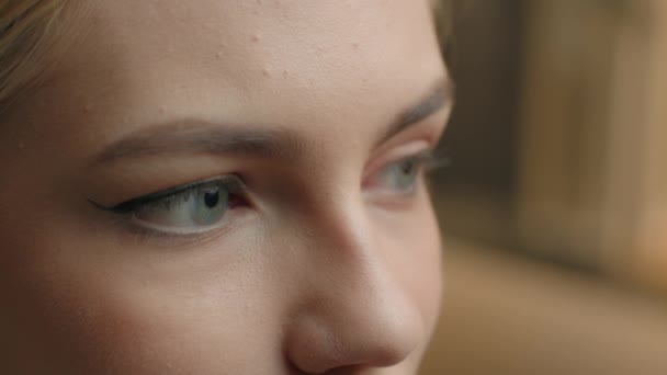 Side View Kobieta Wzrok Oko Zbliżenie Kobieta Oczy Idealny Naturalny — Wideo stockowe