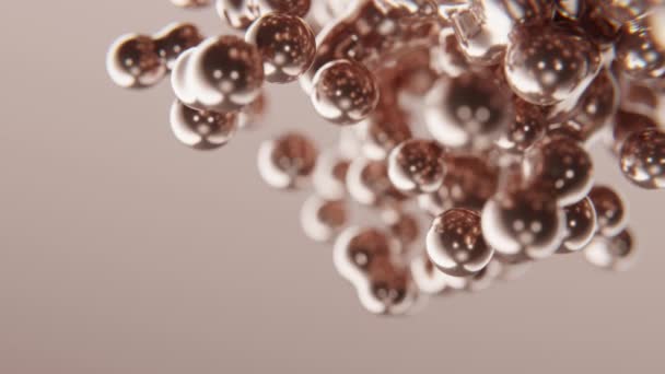 Gouden Kralen Gouden Meta Ballen Metalen Parels Metaal Glanzende Kostbare — Stockvideo