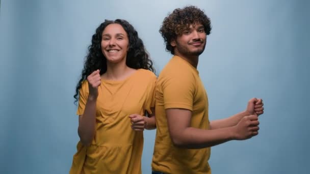 Multiracial Diverse Couple Indian Arabian Man Guy Hispanic Caucasian Woman — Stock Video