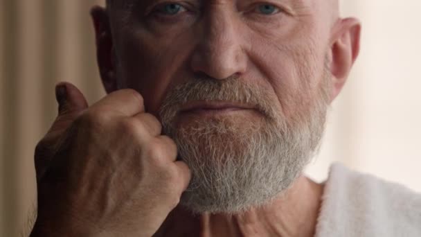 Blanke Oude Gepensioneerde Man Met Baard Oudere Man 60S Persoon — Stockvideo