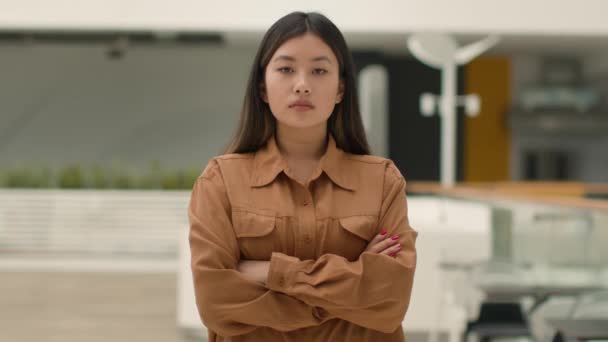 Zuversichtlich Asiatische Starke Geschäftsfrau Unternehmerin Weibliche Führungspersönlichkeit Chinesisch Koreanisch Japanerin — Stockvideo